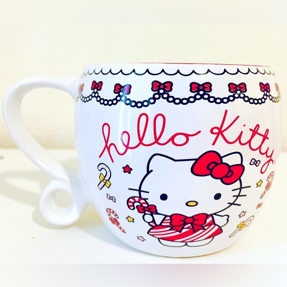 Hello Kitty Holiday Candy Cane Dress White Mug Christmas - Picture 1 of 3